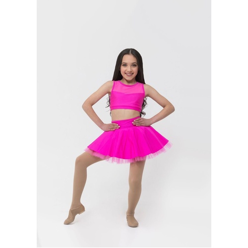 Studio 7 Nylon Skater Skirt Child Large; Hot Pink