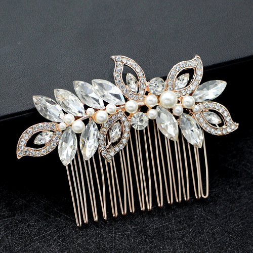 Fifi & Co Crystal Hair Comb; Rose Gold