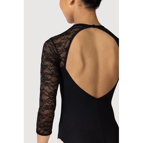 Bloch Kate ¾ Women's Sleeve Lace Leotard Adult Large; Black