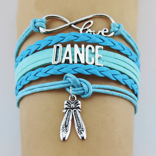 Leather Charm Bracelet Dance Blue Ballet Shoes